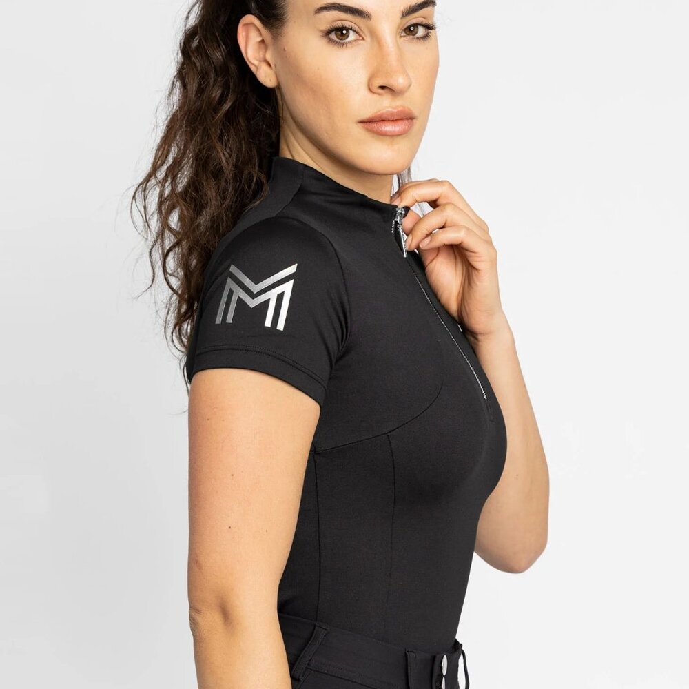 Maximilian Equestrian Short Sleeve Base Layer (Black/Silver)